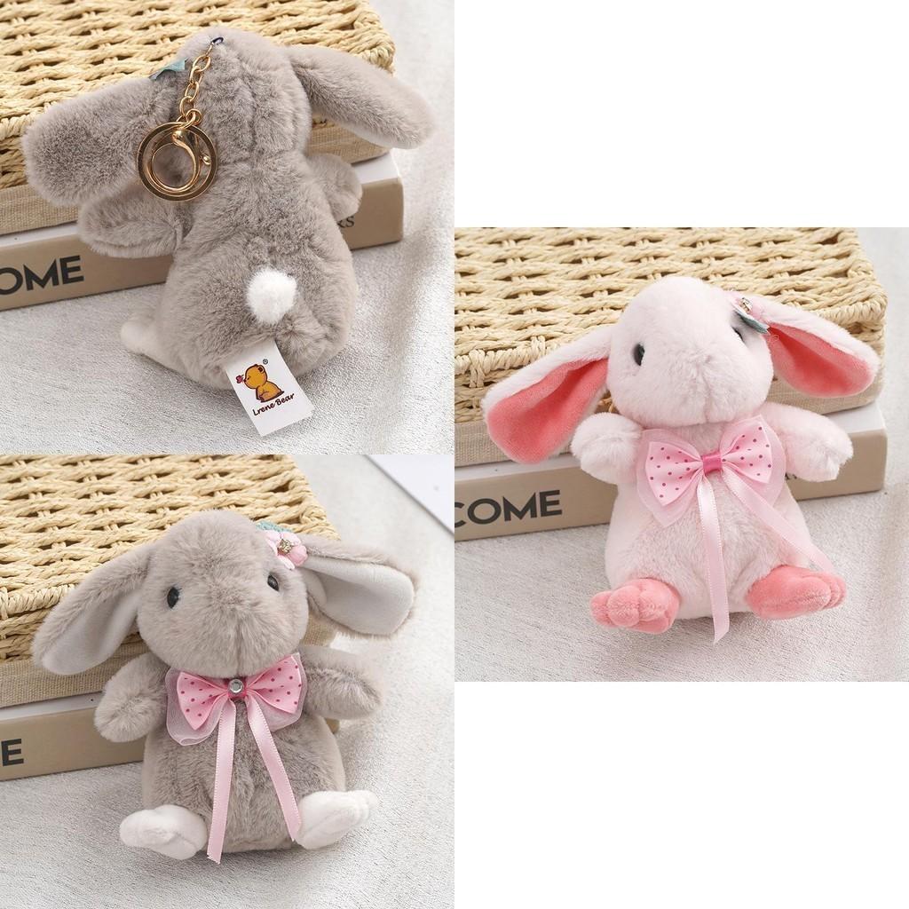 Adorable Bow Tie Rabbit Plush Keychain Cute Soft Bunny Backpack Charm 14cm