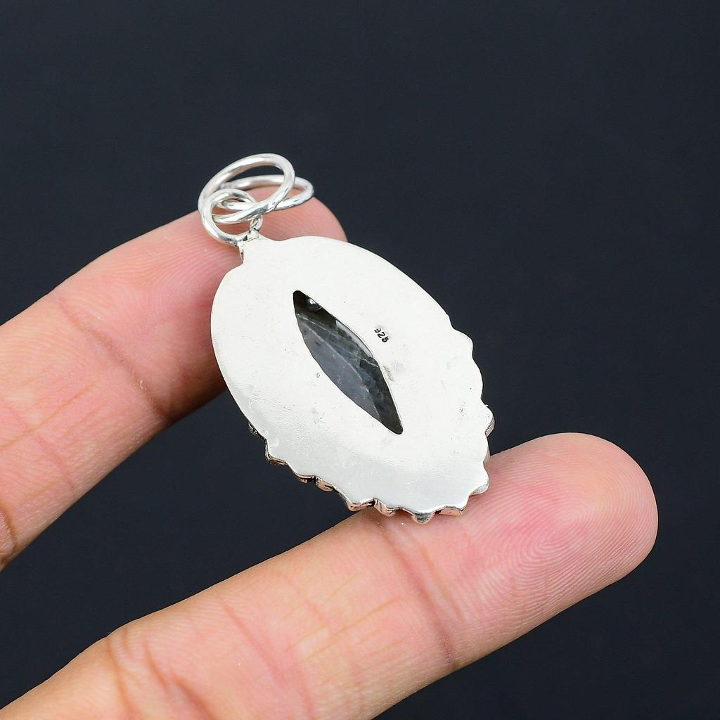 Підвіска з натурального місячного каменю-райдуги, ювелірні вироби зі срібла 925 проби для жінок