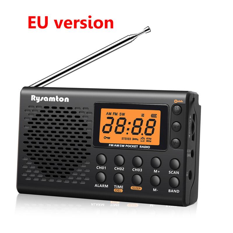 

Портативное радио-будильник с экраном с подсветкой, предустановленными каналами FM AM SW, поддержка 9K/10K, отображение времени, таймер выключения чёрный