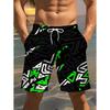 Summer Men's Stylish Print Casual Shorts 3D Geometric Patterns Lightweight Comfortable Drawstring Surfing Swimming Men Clothing