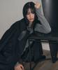 Leathery Cashmere Balmacaan Robe Coat [Grey]