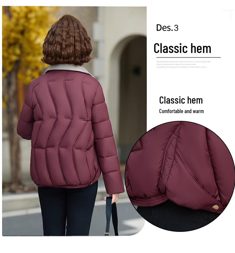 Stylish Mom's Short Down Jacket: Winter Fashion for Middle-Aged & Elderly
