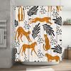 Modern Leopard Print Shower Curtain Black Gold Design With Palm Tree Leaf Pattern For Bathroom Decor 180 X 240 Cm |