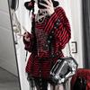 2KWEIRD Harajuku Punk Striped Print T Shirts Y2k Gothic Girls Off Shoulder Blue Red Loose Butterfly Letter 2000s Subculture Grunge Tees
