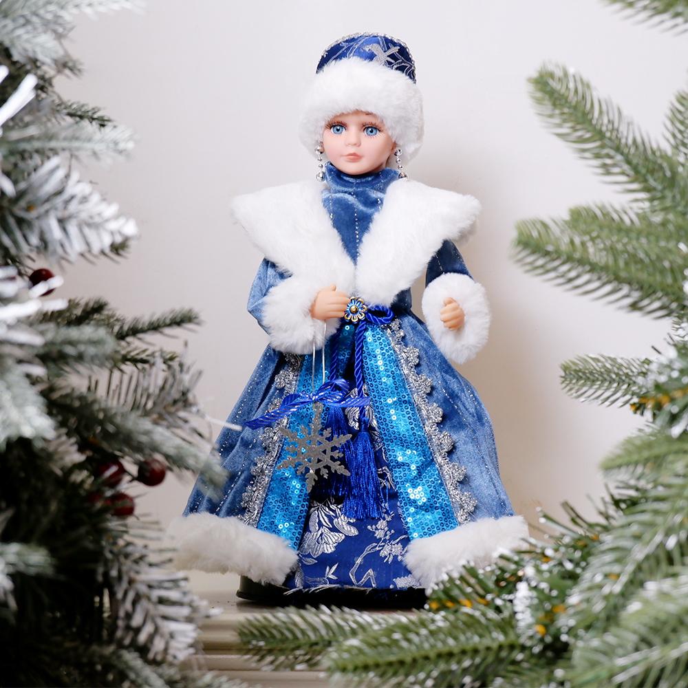 Bambola Fanciulla delle Nevi con Paillettes Blu da 40 cm, Ornamento Decorativo per la Casa del Capodanno Russo e Natale
