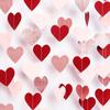 Rose-Gold Pink Burgundy-Red Party-Decorations Garland - 52Ft Heart Paper Streamers Banner, Valentines Mothers Day Bachelorette Bridal Shower