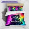 3PC Custom Name Cosmic Kitten Dreamscape Bedding Set Duvet Cover Closure Includes 1 Duvet Cover & 2 Pillowcases for Bedroom