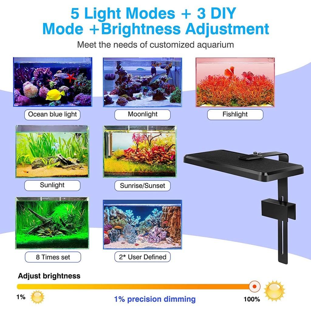 38W Smart App LED Aquariumleuchte Fischtank Ultrahell Vollspektrum RGB Licht DIY Timer Clip On Hängeleuchte