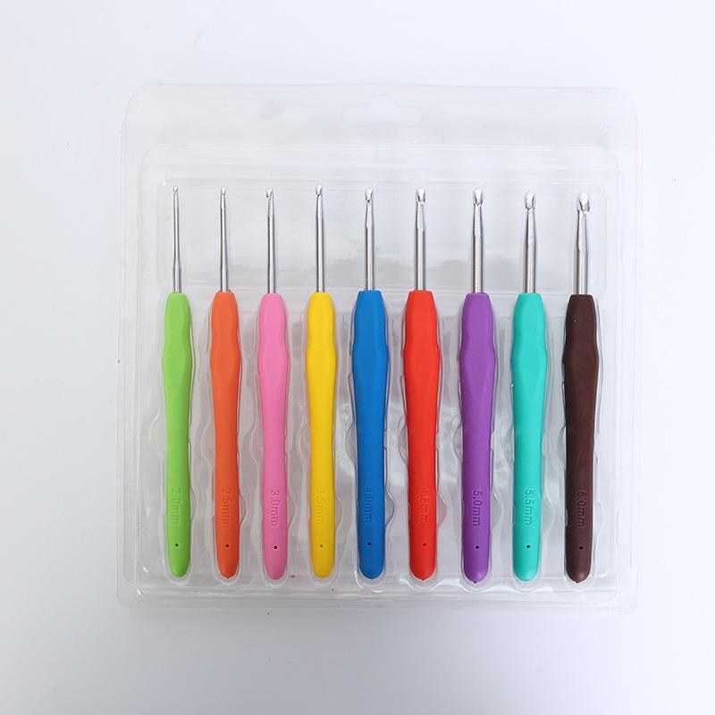 Rainbow Soft Grip Aluminum Crochet Hooks Set with Wool Needles