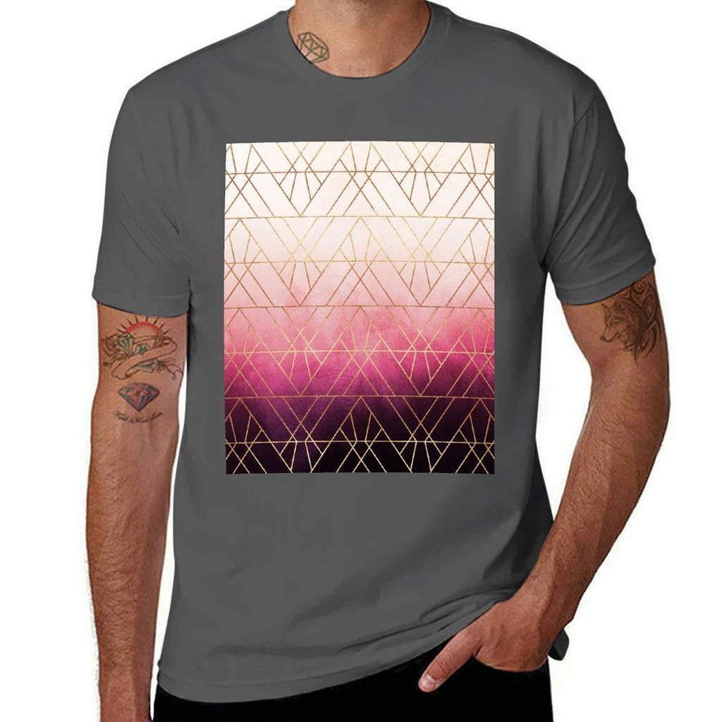 High T Triangles Luxury Pink T Man Quality Shirt Shirts Brand Ombre for T-Shirt Man