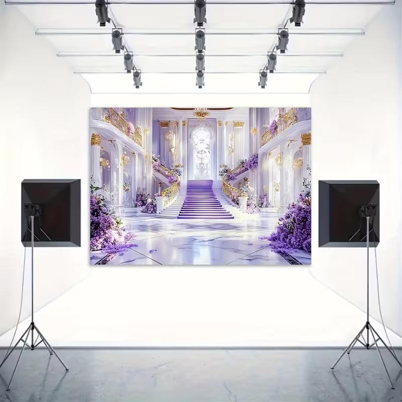 2D Castle Palace Staircase Backdrop Bridal Shower & Prom Photo Booth