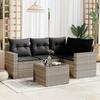 Vidaxl 5-Cz. Garden Furniture Set, Cushions, Light Grey PE Rattan