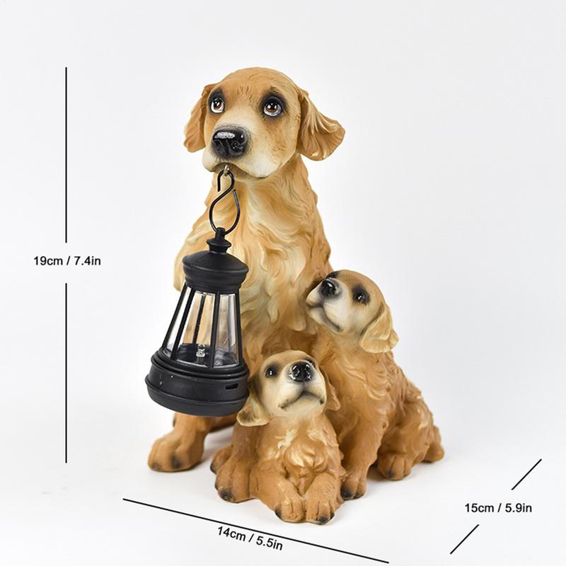 Solar Dog Garden Statue Puppy Figurines Solar Garden Statues Light 19cm/7.4inch Garden Sculpture Outdoor Solar Statues for Patio