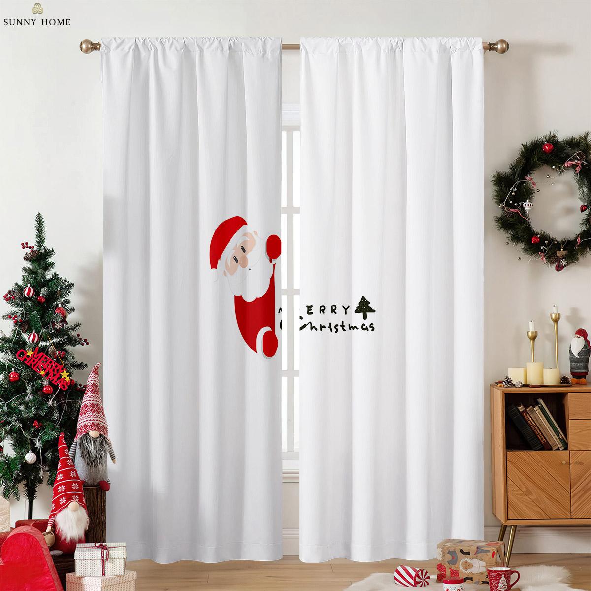 

Рождественский подарок на автомобиль, деревянные ретро-красные шторы с принтом, подходящие для детской комнаты, ресторана, праздничного украшения для вечеринки, 2 шт. W50xH140(CM)x2PCS&Grommet Top
