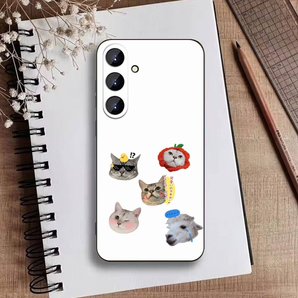 Goofy Silly Cats Big eyes Phone Case For Samsung Galaxy A73,A72,A71,A70,A52,A51 Others Soft Black Cover