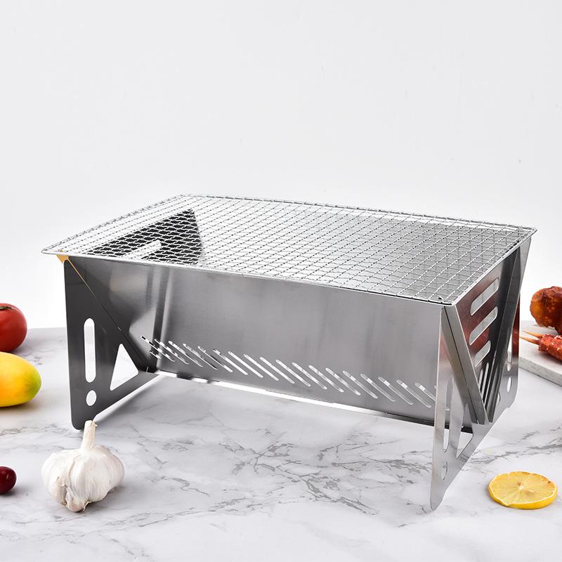 Nouveau barbecue à charbon de bois pliable et portable en acier inoxydable pour cour extérieure