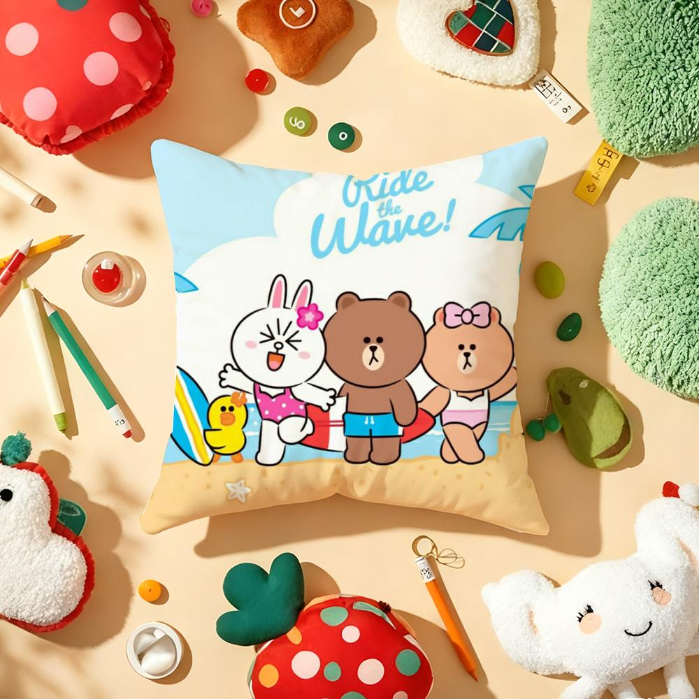 Kingdom L-Line F-Friends Pillow Case Plush Fabric Soft Double-Sided Printed Sofa Warm Winter Home Gift Cushion Cover