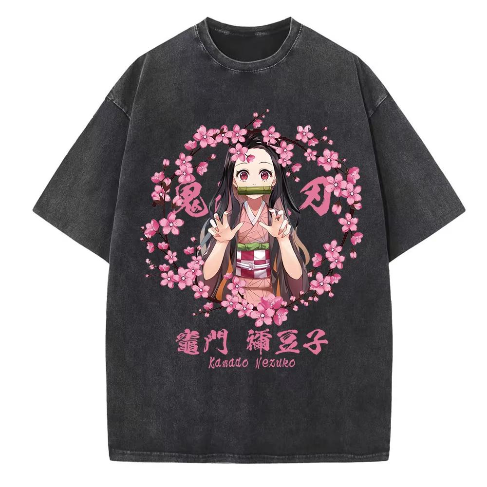 2026 New Yokohamastyle Anime Demon Slayer Character Kamado Tidous Waterwashed Tshirt