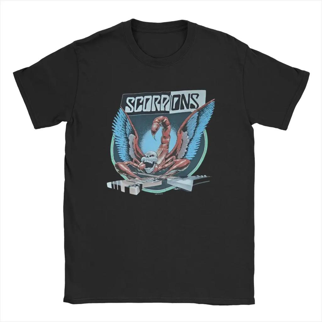 Men Scorpions Rock Band T Shirt Music Concert Tour Pure Cotton Merchandise Fashion Short Sleeve Crewneck Tee Unique TShirt