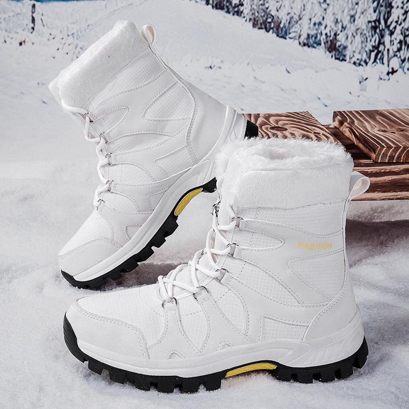 Winter fashion high-top hiking shoes for men and women outdoor thickened non-slip snow boots velvet warm breathable cotton shoes