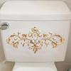 1 ST Goud Patroon Diamant Badkamer Toilet Toilet Sticker Decoratieve Sticker Verfraaiing Waterdicht Zelfklevend Afscheursticker