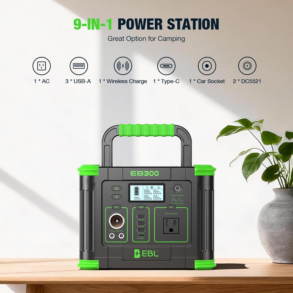 Stație de Alimentare Portabilă 288.6Wh 330W Generator Solar Ieșire AC Undă Sinusoidală Pură cu Încărcător Wireless pentru Camping Casă Urgență Rulotă