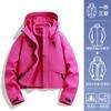 Womens Short Outdoor 3-in-1 Waterproof Windproof Jacket With Fleece Liner Hiking Camping Travel