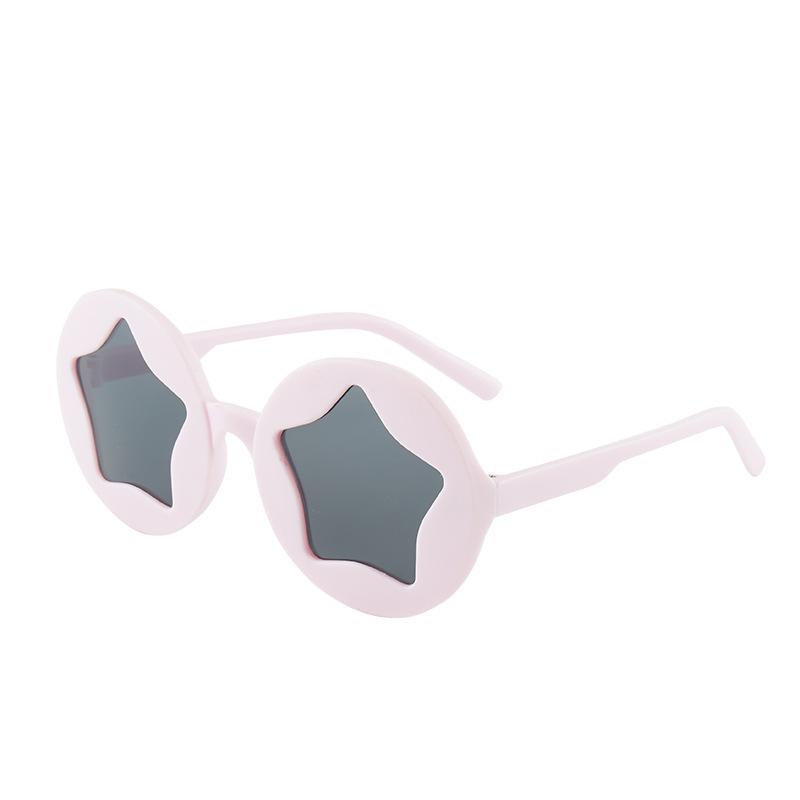 

New Children Round Frame Five Pointed Star Peronalized Decoration Baby Fahion Cute Sunhade Korean Edition Colored sun glasses