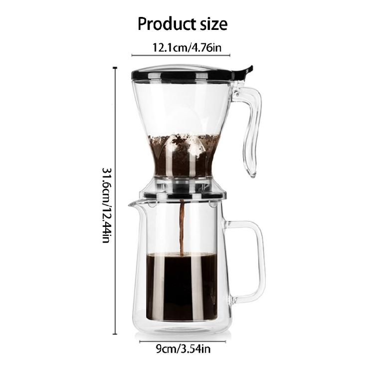 Large Capacity 650ML Glass Coffee Filter System Drips Filter Cup & Sharing Pot Perfect For Entertaining Guests At Homes