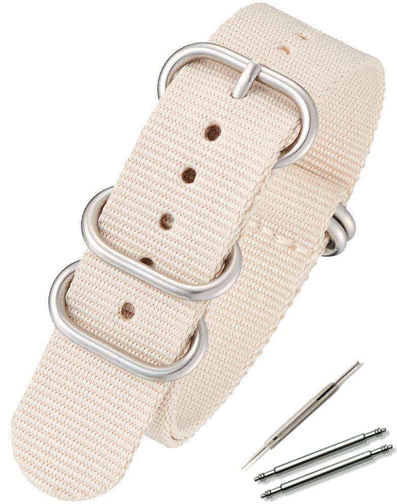 

Спокойные НАТО ремешки для часов G10 Премиум 16мм с инструкциями по замене, легкий ремешок, нейлоновый, легко заменяемый ремешок, 24мм, (20 мм, Бежевый)