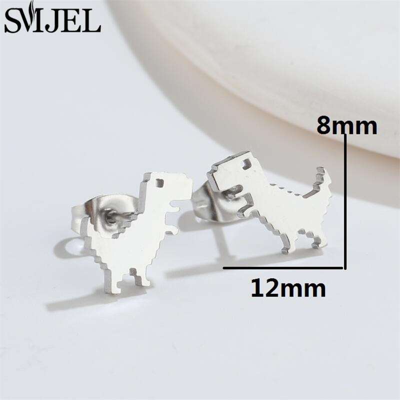 Cartoon Animal Design Dinosaur Stud Earrings for Girls Daily Jewelry Funny Tyrannosaurus Earings Mini Ear Jewelry Party Gifts