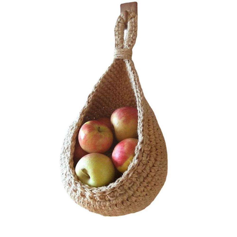 Kitchen Woven Basket Hanging Storage Baskets Cotton Rope