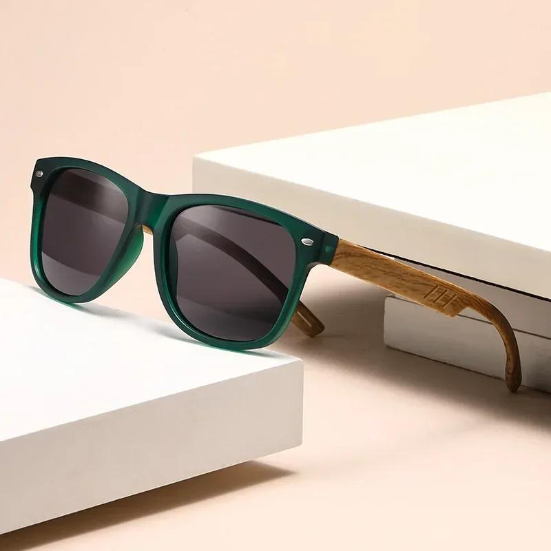 Retro Wood Grain Leg Sunglasses New Spring Foot Color Film Men's Glasses UV400 Shades Eyewear Outdoor Driving Cycling Goggles