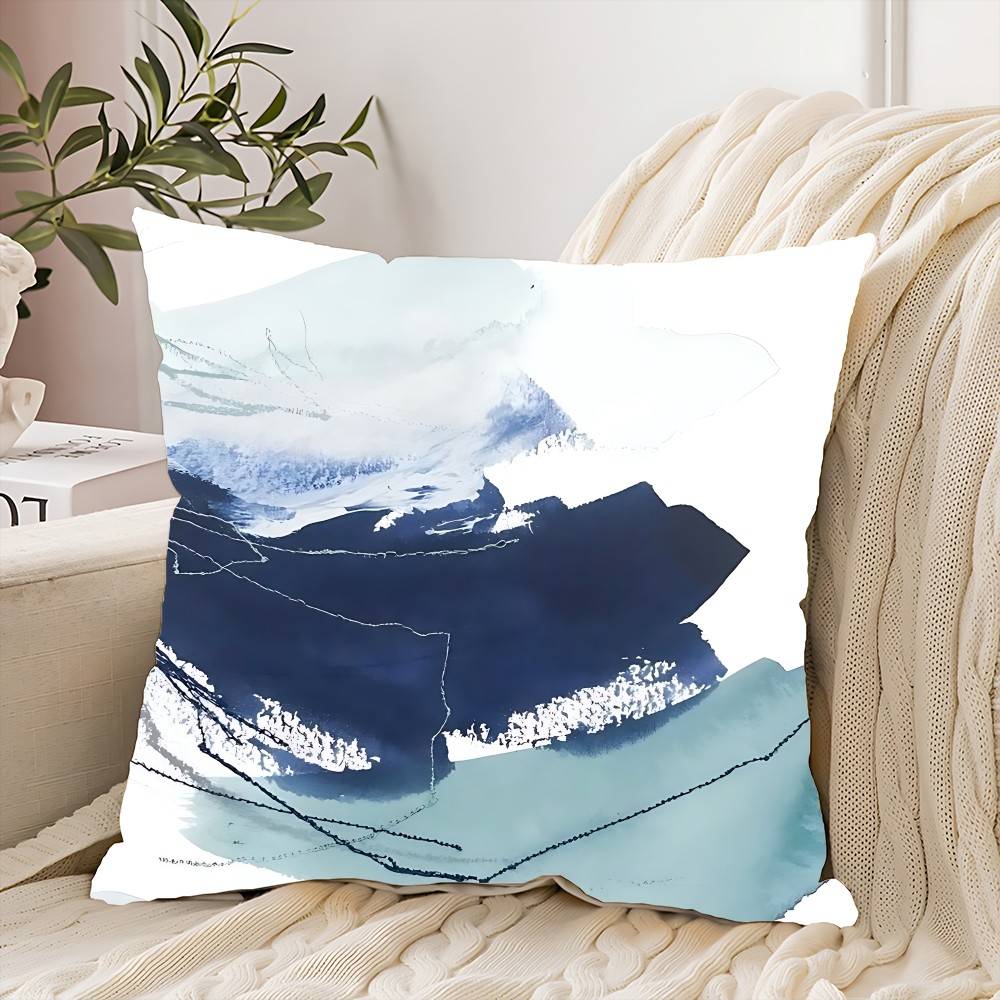 Blue Nordic Geometric Pillow Case Cushion Cover Soft Cute Throw Pillow Case For Car Sofa Pillowcase Polyester With Zipper