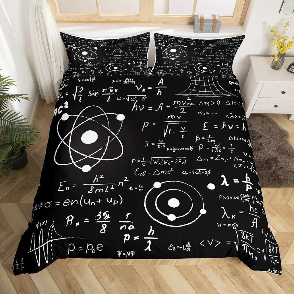 Math Equations Duvet Cover Set Hourglass Purple Galaxy Comforter Cover Physics Formula Dorm Bedding Sets Science Geometry Axis