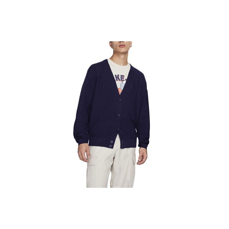 Nike Knitwear Unisex Ink Blue V neck Moderate Cardigan FQ0516-555