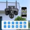 Nieuwe 6K 12MP WiFi IP Camera Buiten Drie lenzen Panoramisch Beeld PTZ IP Cam Bewegingsdetectie Beveiliging CCTV Videobewaking