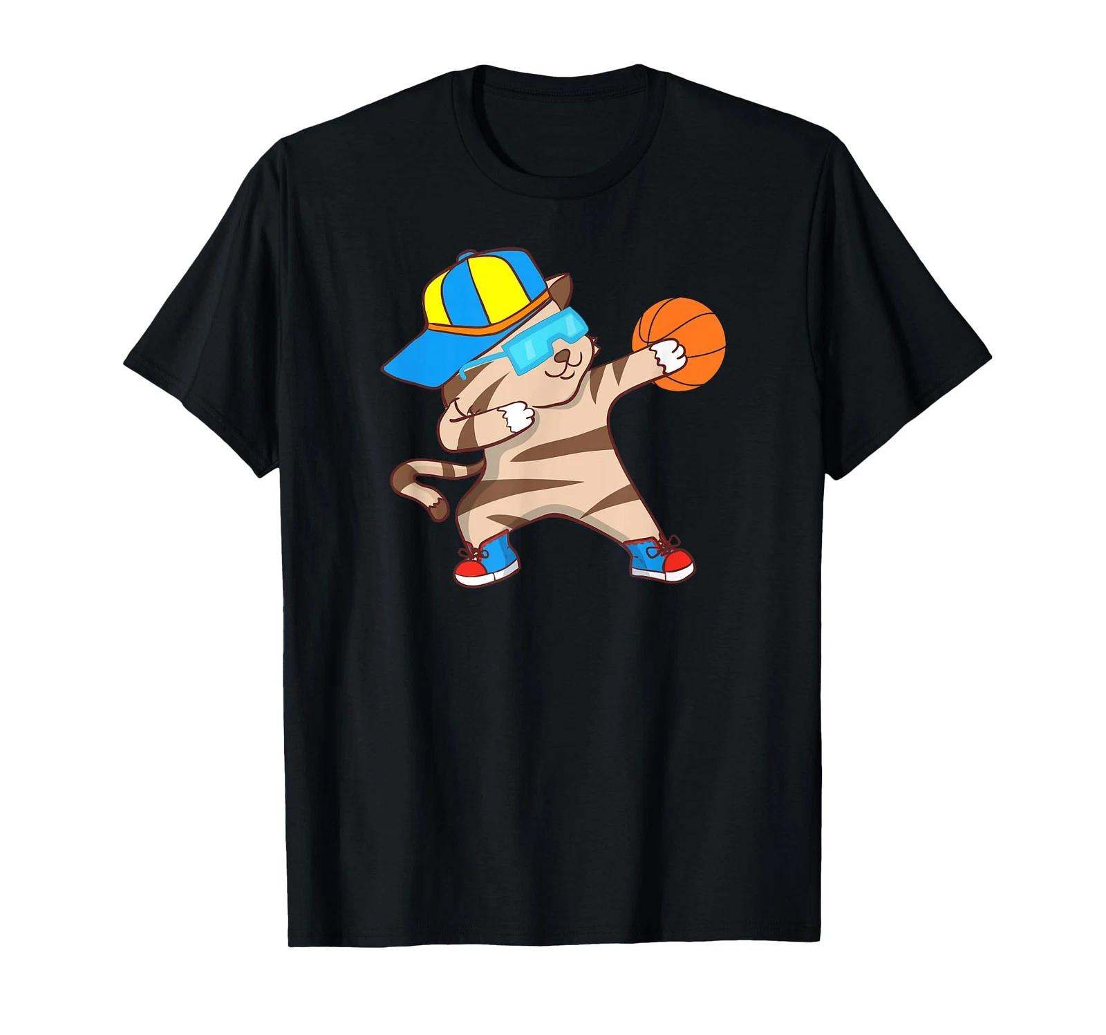 

Dabbing Basketball Cat Gift Funny Maine Coon Player Kitten T-Shirt_ S