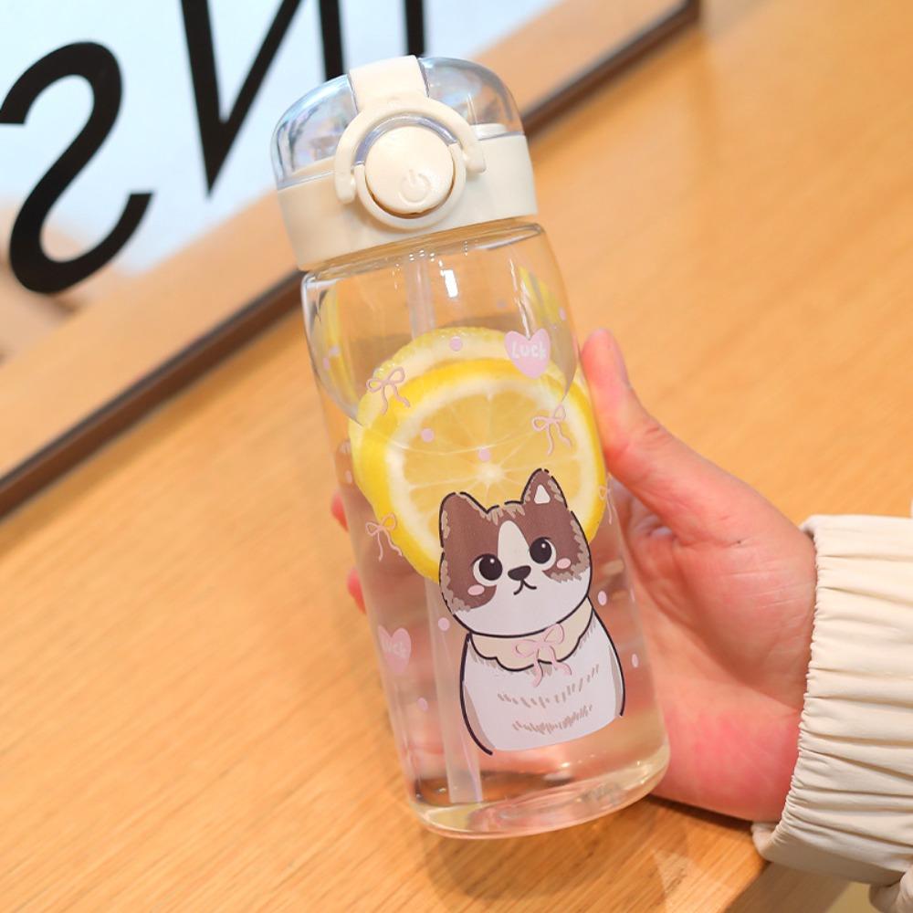 400ML Straw Water Bottles Capybara Pattern Portable Children's Water Cup Transparent Leak-Proof Drink Cup Coffee Tea Juice