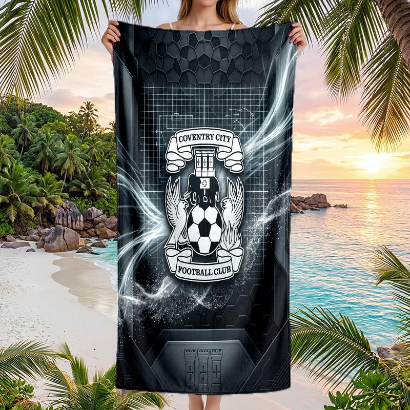 Coventry City Futbol Plaj Havlusu Yumuşak Mikrofiber Yaz Havlusu Hızlı Kuruyan Emici Havlu Plaj Yüzme Havuzu Seyahat İçin