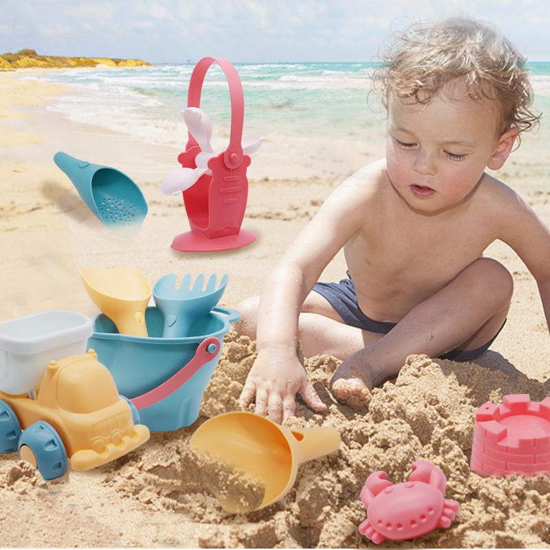 Gioco da spiaggia per bambini Giocattolo per bambini Sandbox Giocattoli in silicone morbido Sand Beach Set Kit Giocattoli per giocare in spiaggia Sabbia Acqua Carrello da gioco