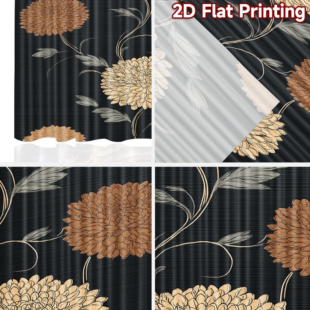 Set Of 2 Flat Printing Curtains Without Rod Floral Swirls Dark Background Valentine Is Day Festival Fashion Durable Curtain Polyester