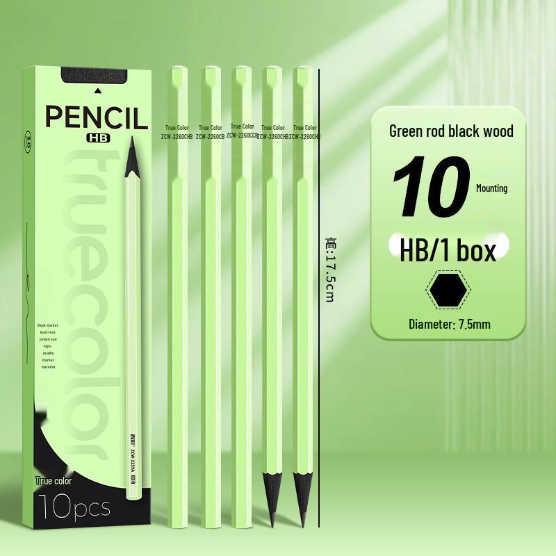 Lápiz de Madera Negra de Alta Gama Color Real 2B para Estudiantes de Primaria - No Tóxico, Sin Plomo, Seguro para Exámenes.