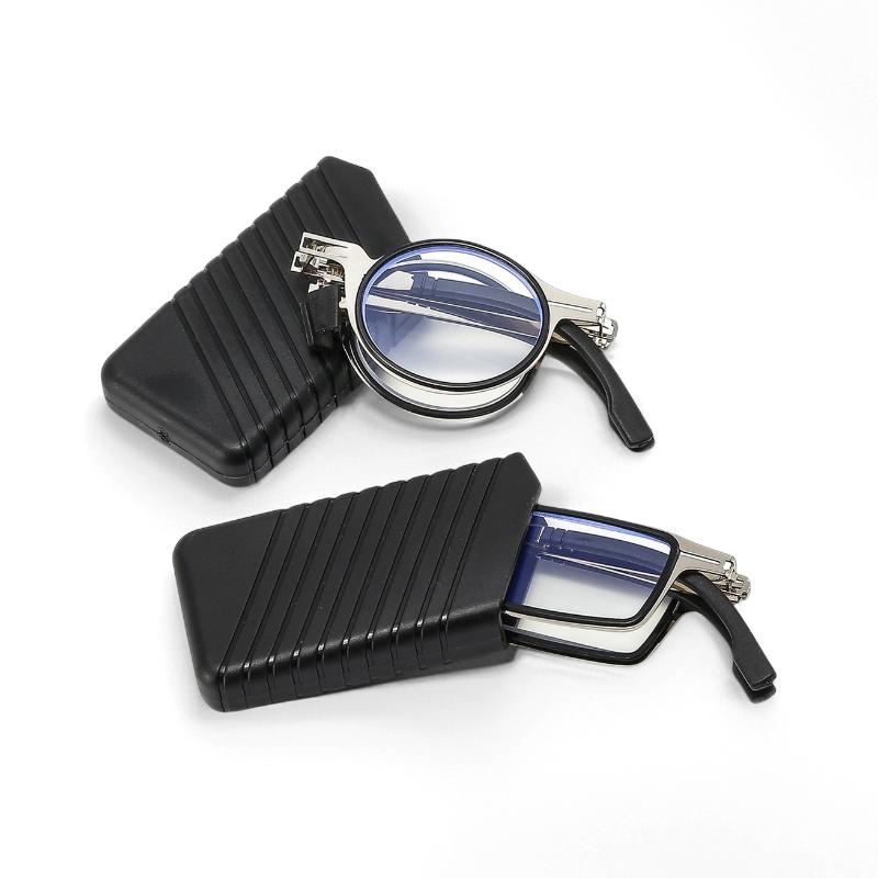 Portable Folding Reading Glasses Men Metal Round Square Anti Blue Light Eyewear Presbyopia Eyeglasses Frame Diopter +1.0 to +4.0