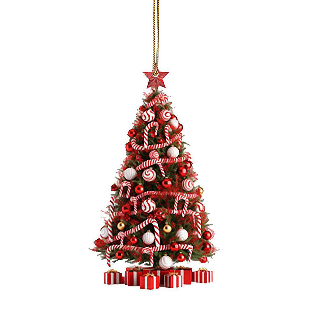 Christmas Tree Pendant 2D Acrylic Xmas Tree Pattern Hanging For Tree Branch Wreath Garland Xmas Party Decor Accessories