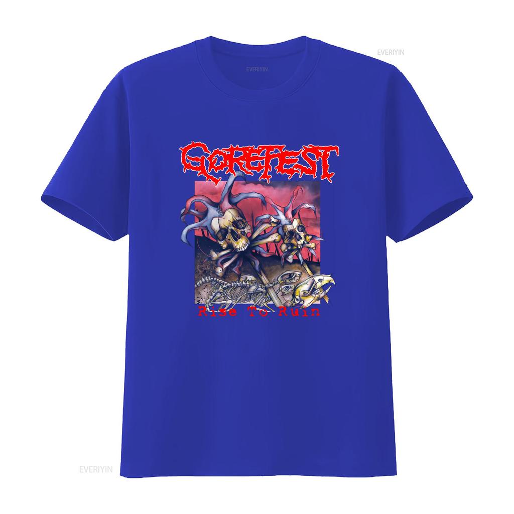 Gorefest Band Per Fan Maglietta Nera Cotone Tutte le Taglie Rise To Ruin Stampa Teschio Stile Rock vintage Lavata uomo Versatile