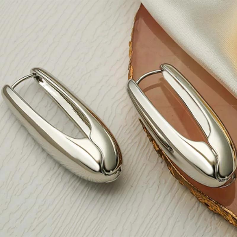 Vintage Metal Gold Color Smooth Ball Drop Earrings For Women Girl Minimalist Stainless Steel Hoop Earrings Jewelry Gifts