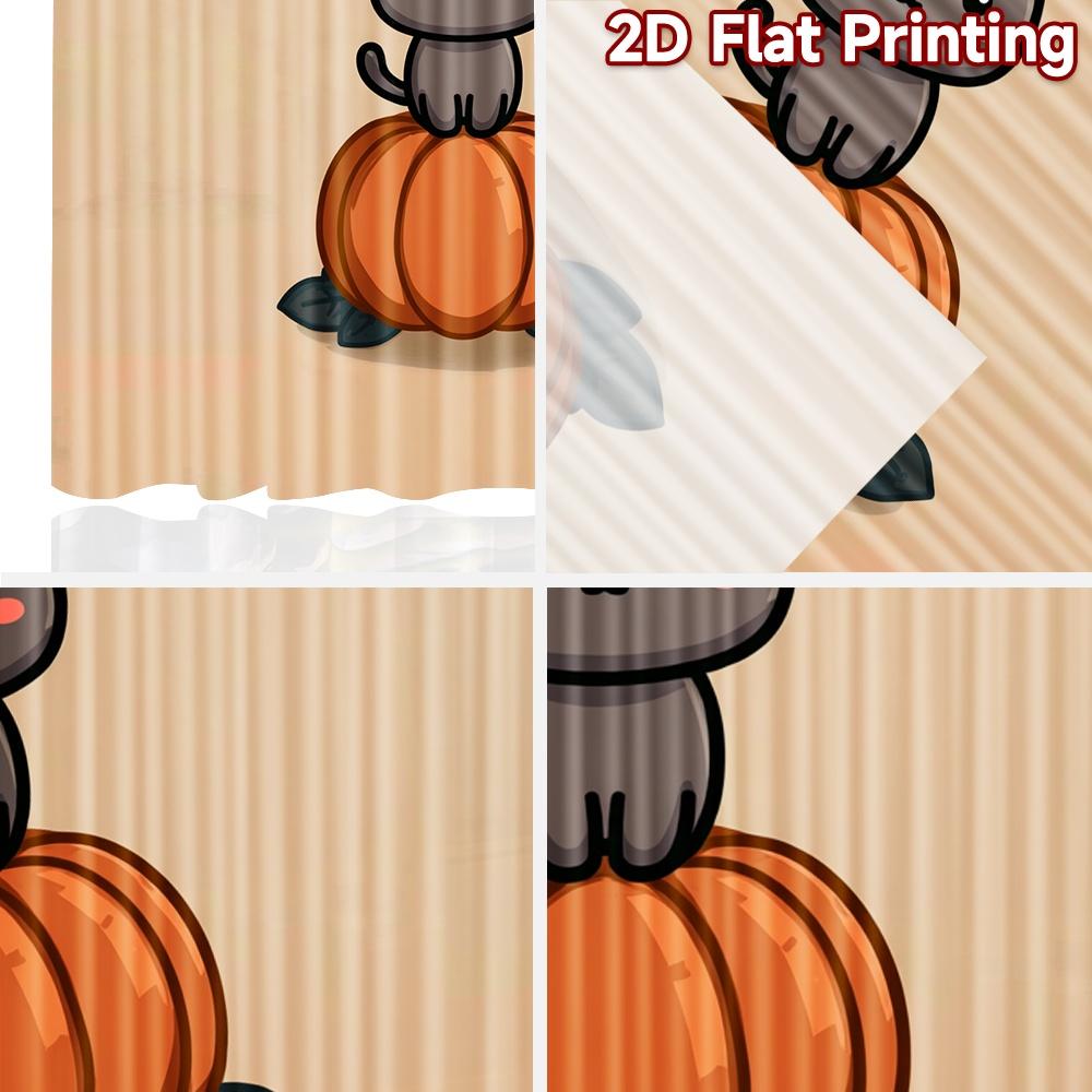 2D flat printing 2pcs Curtains Cute Cat Pumpkin Halloween Digital Printed Polyester Drapes Party Decorations for Event
