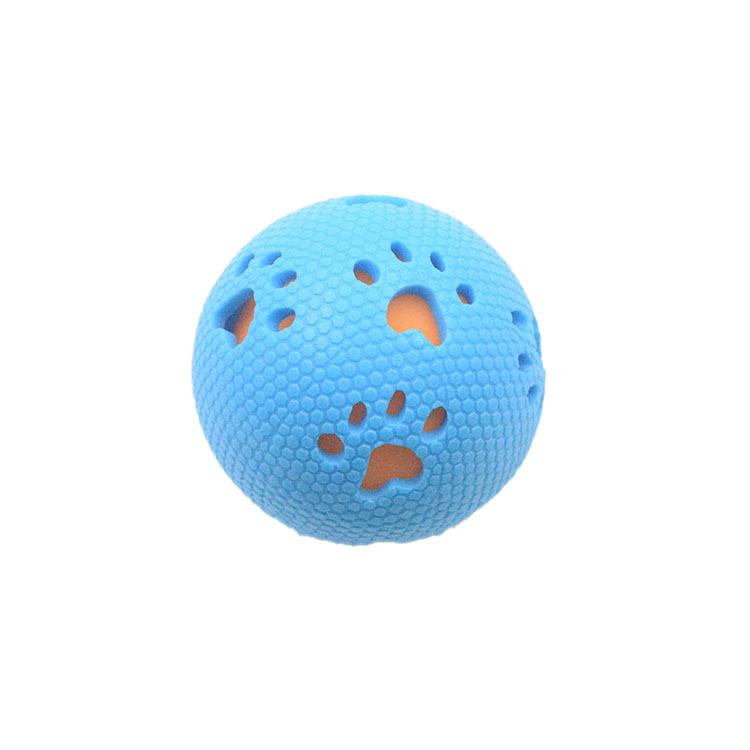 

Pet Sound Toy Hollow Footprint Sound Ball Bite Resistant TPR Dog Toy Rubber Elastic Ball синий