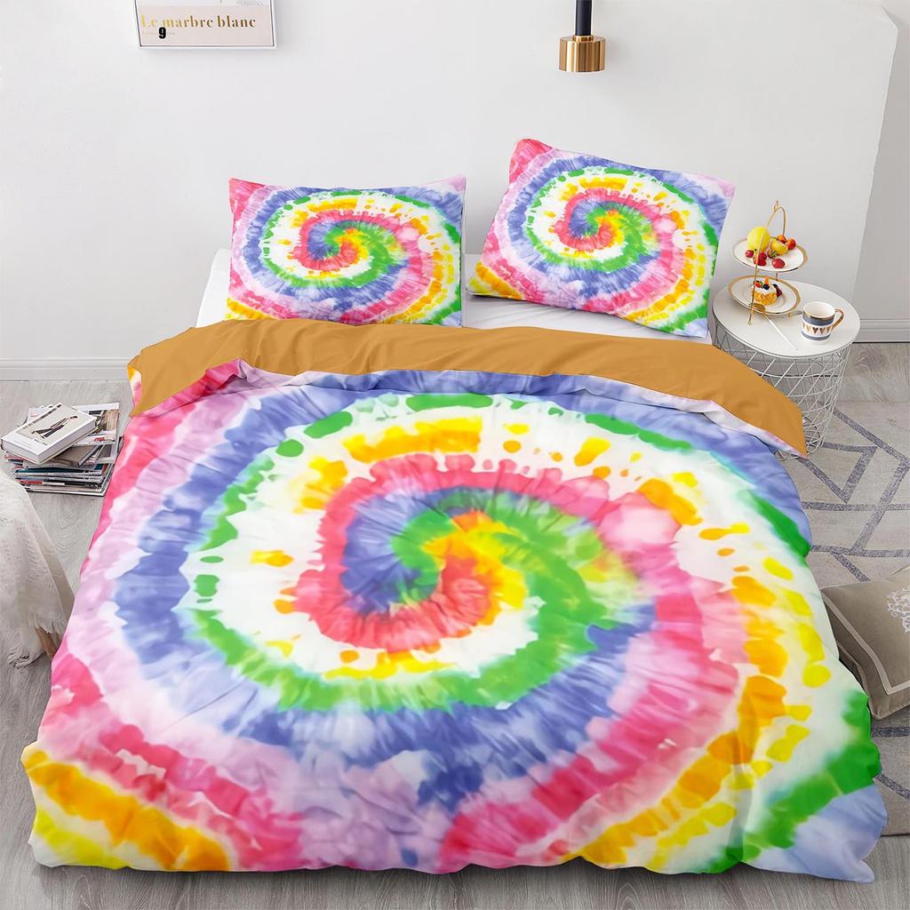 Digital Printing Three-Piece Rainbow Spiral Quilt Cover Size Quilt Cover 3D
